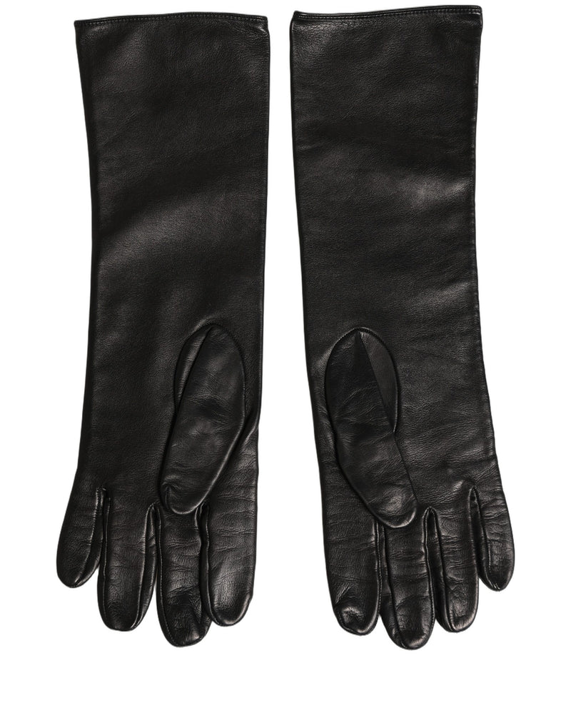 Dolce & Gabbana Black Genuine Leather Embossed DG Logo Gloves