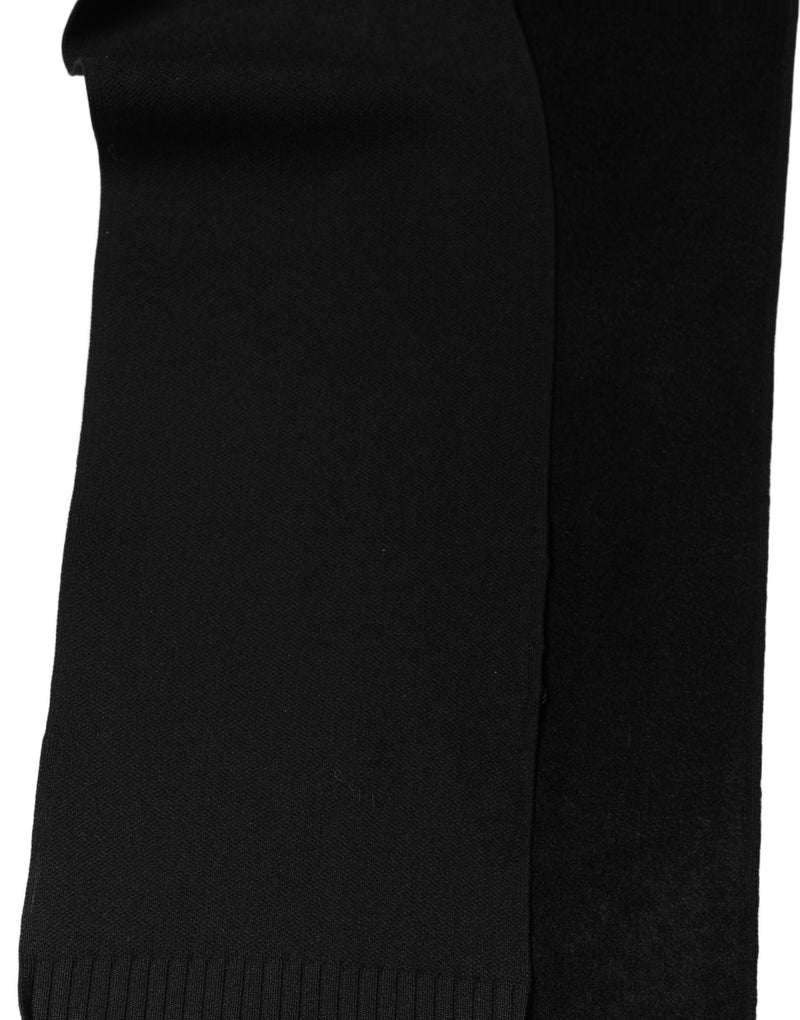 Dolce & Gabbana Black Cashmere Knitted Ribbed Shawl Scarf