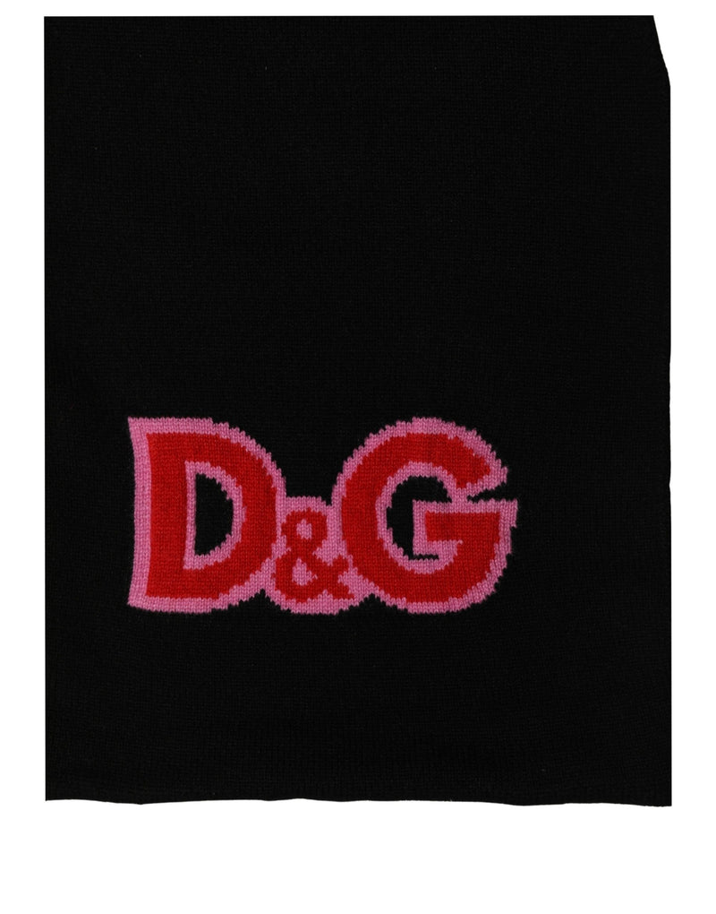 Dolce & Gabbana Black D&G Queen Cashmere Knitted Shawl Scarf