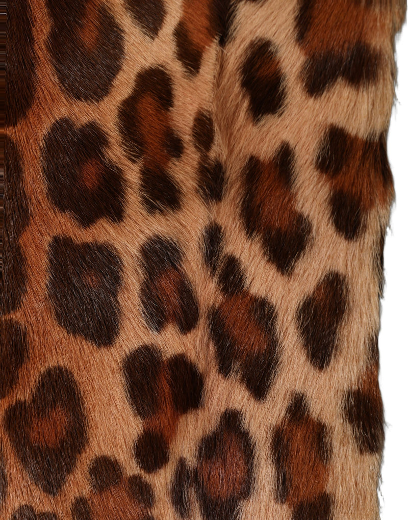 Dolce & Gabbana Brown Leopard Printed Goat Hair Shawl Scarf