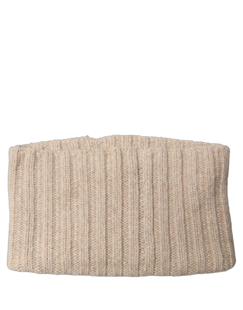 Dolce & Gabbana Light Beige Ribbed Knit Neck Warmer Scarf