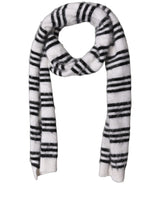 Dolce & Gabbana White Black Striped Skinny Neck Warmer Scarf