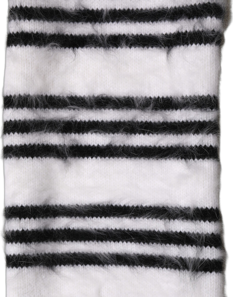 Dolce & Gabbana White Black Striped Skinny Neck Warmer Scarf