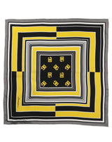 Dolce & Gabbana Black Yellow Silk Logo Square Foulard Scarf