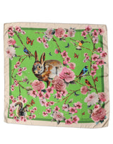 Dolce & Gabbana Green Floral Print Silk Square Foulard Scarf