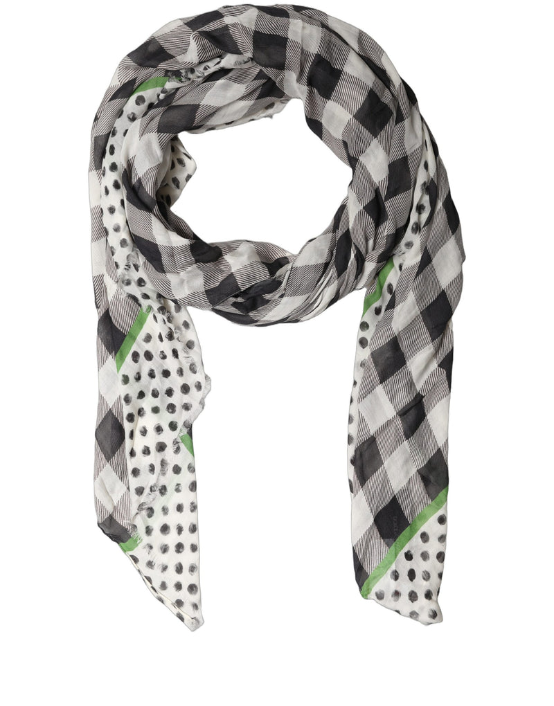 Dolce & Gabbana Black White Napoli Modal Check Shawl Scarf