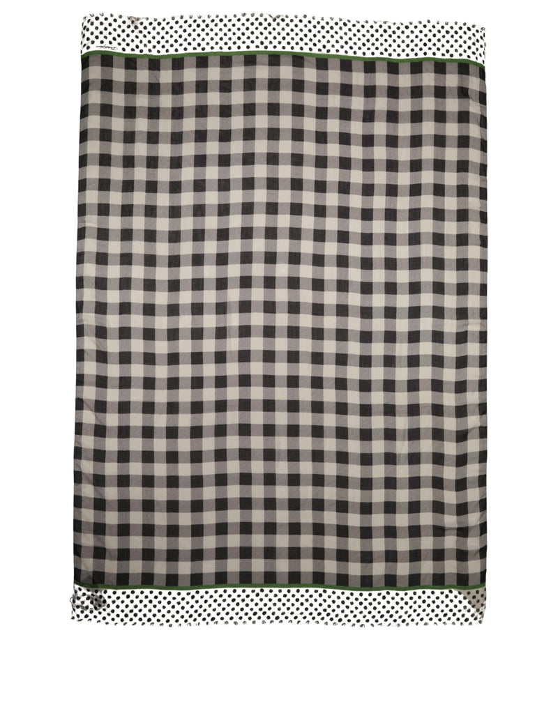 Dolce & Gabbana Black White Napoli Modal Check Shawl Scarf