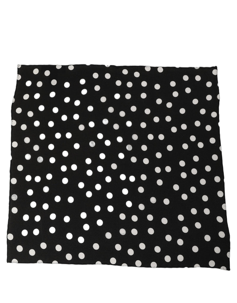 Dolce & Gabbana Black White Polka Dot Square Foulard Scarf