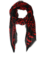 Dolce & Gabbana Black Red Printed Modal Neck Shawl Scarf