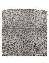 Dolce & Gabbana Gray Leopard Print Silk Square Foulard Scarf