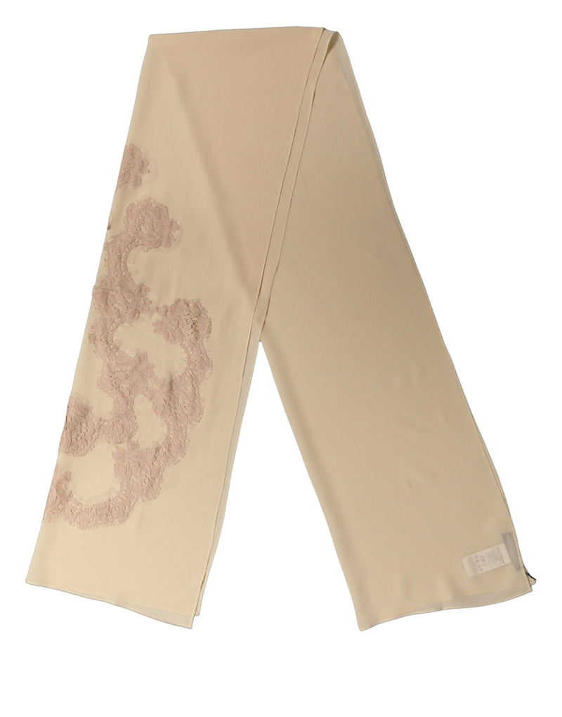 Dolce & Gabbana Light Beige Ornate Lace Neck Shawl Scarf