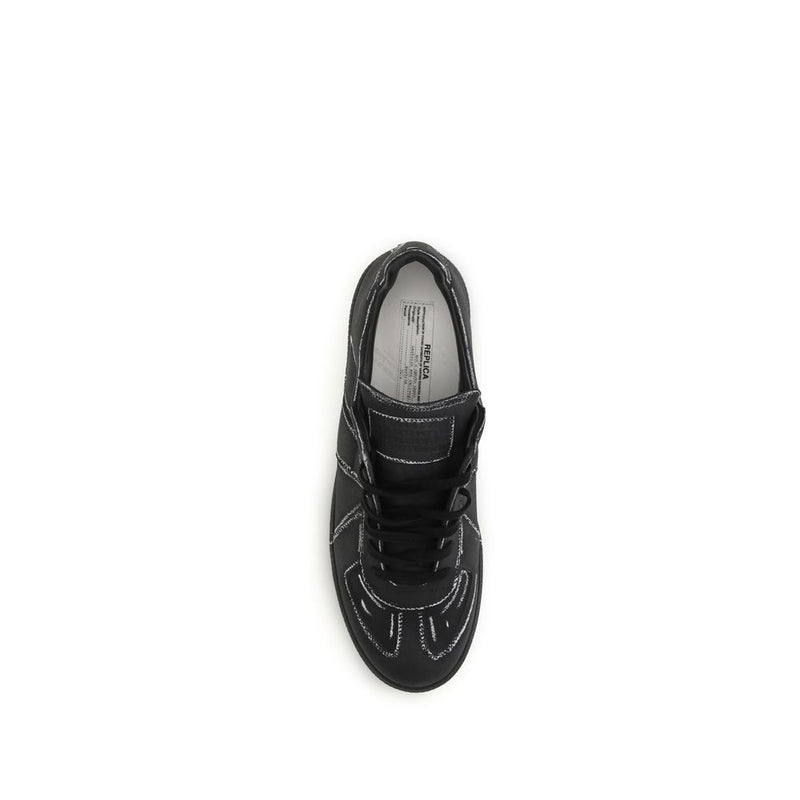 Maison Margiela Black Calf Leather Bos Taurus Low Top Sneakers