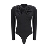 Nissa Black Polyester Bodysuit