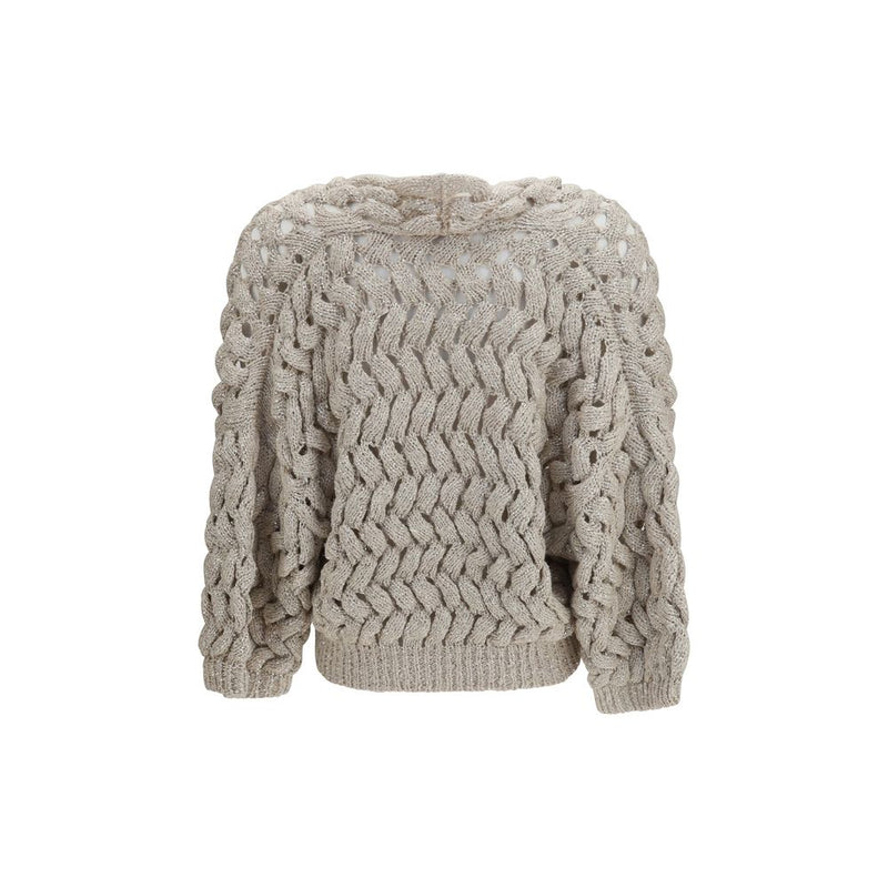 Brunello Cucinelli Beige Silk Cardigan
