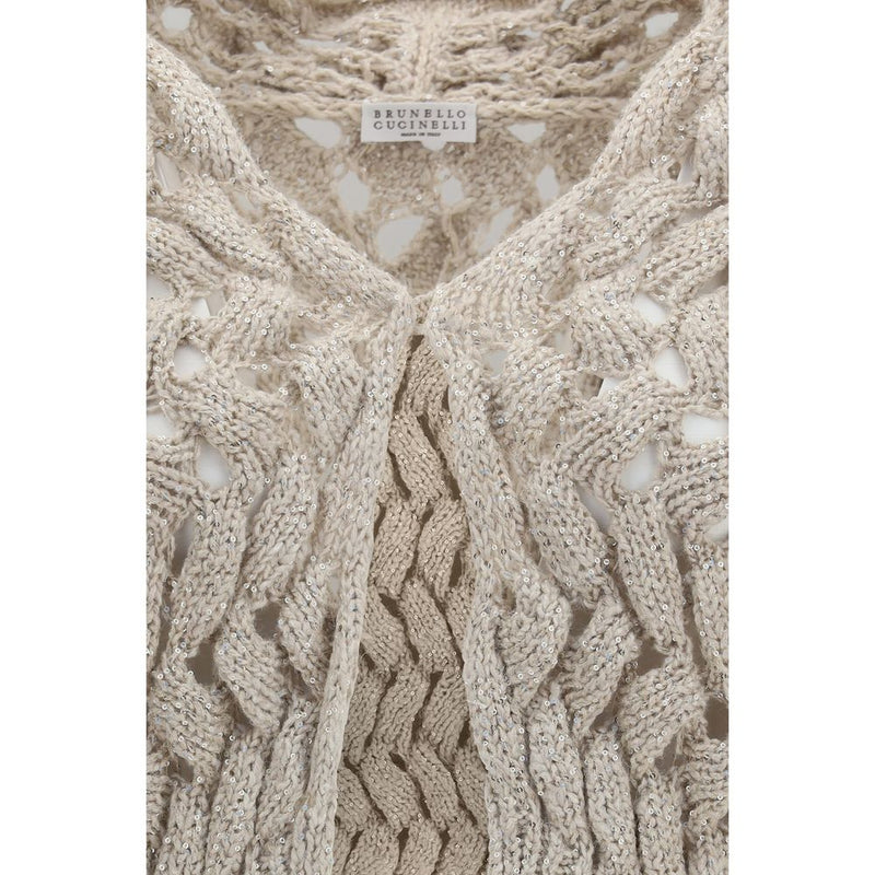 Brunello Cucinelli Beige Silk Cardigan
