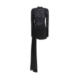 Nissa Black Nylon Cocktail Dress
