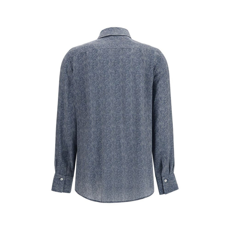 Sara Roka Blue Silk Pattern Shirt