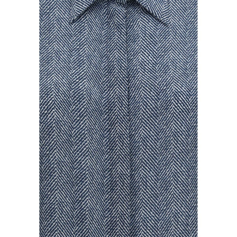 Sara Roka Blue Silk Pattern Shirt