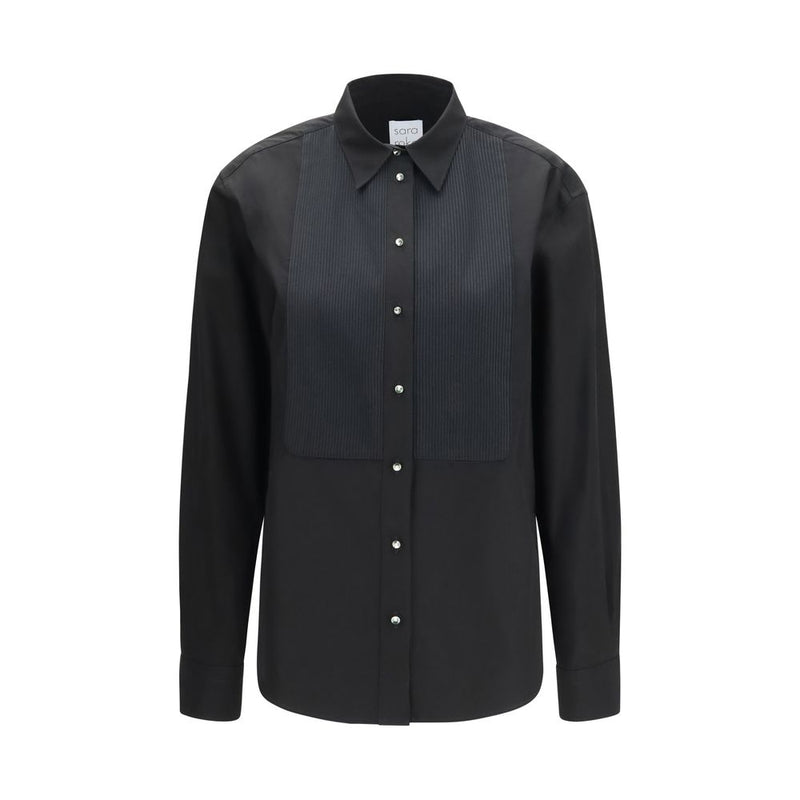 Sara Roka Black Cotton Dress Shirt