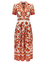 Dolce & Gabbana Orange Silk Midi Dress