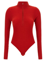 PERFECT MOMENT Red Wool Bodysuit