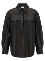 P.A.R.O.S.H. Black Lamb Leather Blouse