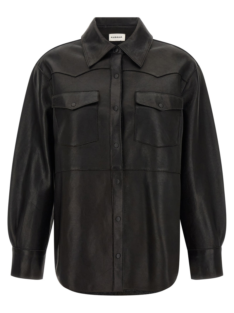 P.A.R.O.S.H. Black Lamb Leather Blouse