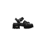 Cult Black Leather Platform Sandals