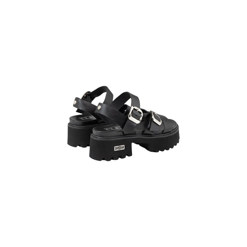 Cult Black Leather Platform Sandals