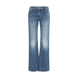Khaite Blue Cotton Bootcut Jeans