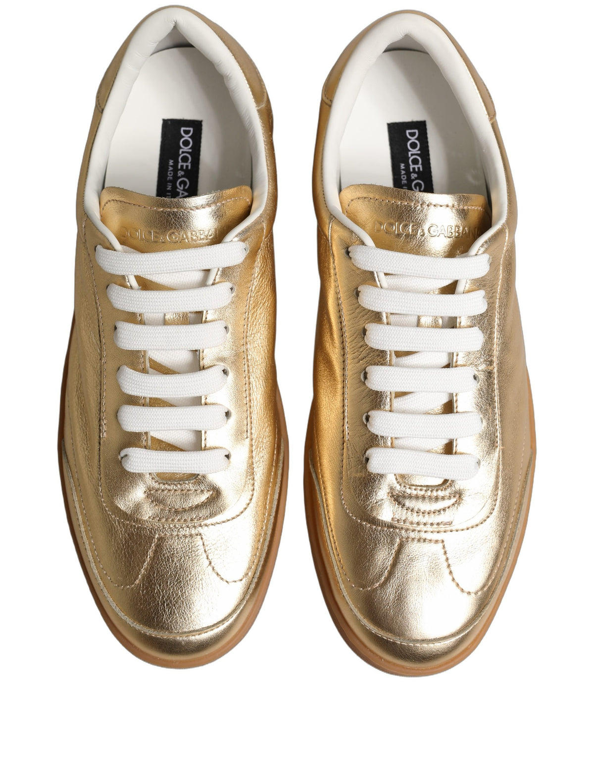Dolce & Gabbana Gold Saint Tropez Low Top Sneakers Shoes