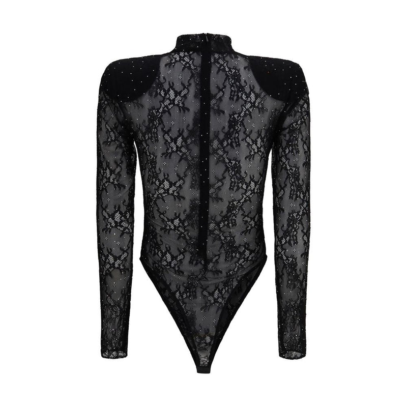 Nissa Black Nylon Bodysuit