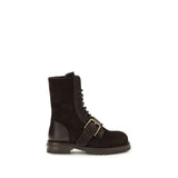 Dolce & Gabbana Black Calf Leather Bos Taurus Lace-Up Boots