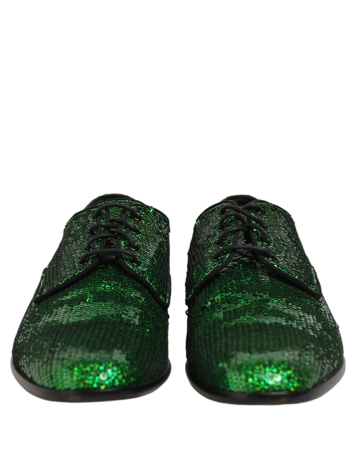 Dolce & Gabbana Dress Green Sequined Lace Up Men Derby Shoes