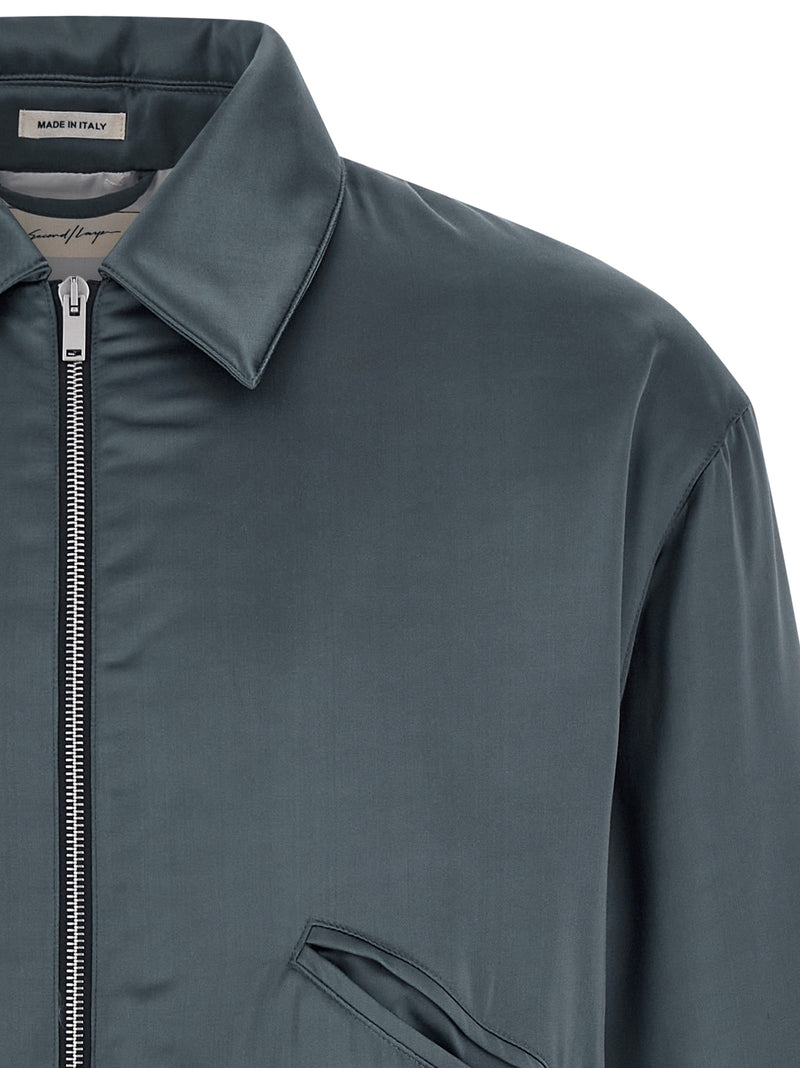SECOND/LAYER Gray Viscose Bomber