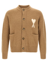 Ami Paris Beige Alpaca Leather Cardigan