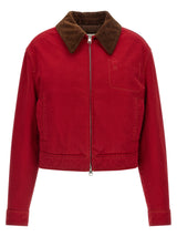 Ami Paris Red Cotton Biker Jacket