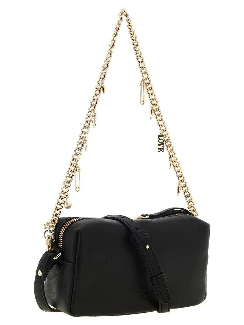 PINKO Black Lambskin Shoulder Bag