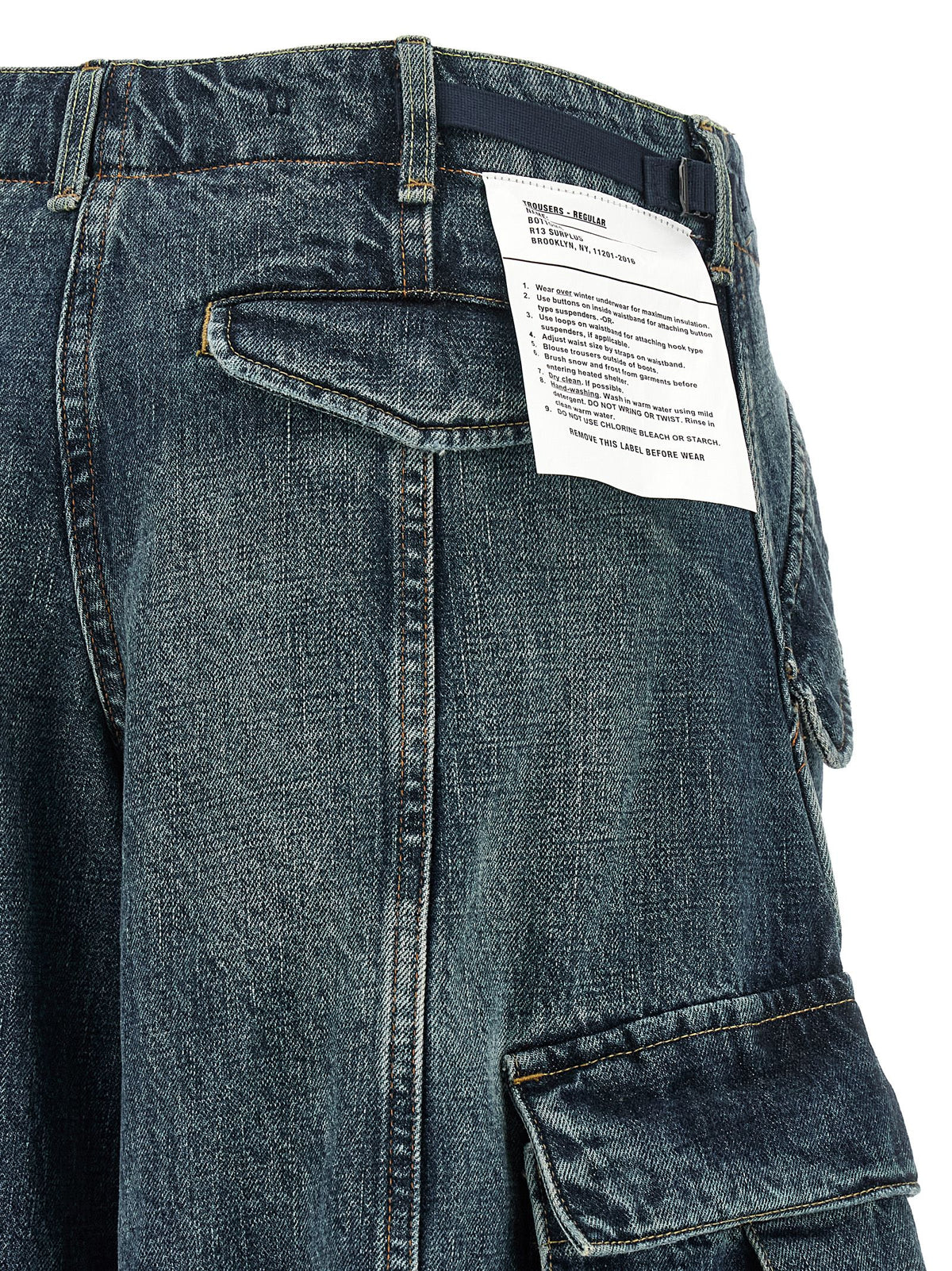 R13 Blue Cotton Jeans Denim