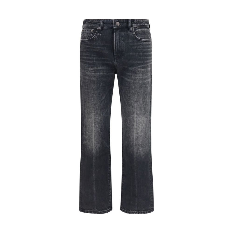 R13 Black Cotton Boyfriend Jeans
