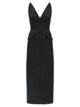 Sportmax Black Acetate Midi Dress