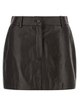 P.A.R.O.S.H. Brown Lamb Leather Long Skirt