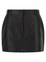 P.A.R.O.S.H. Black Lamb Leather Long Skirt