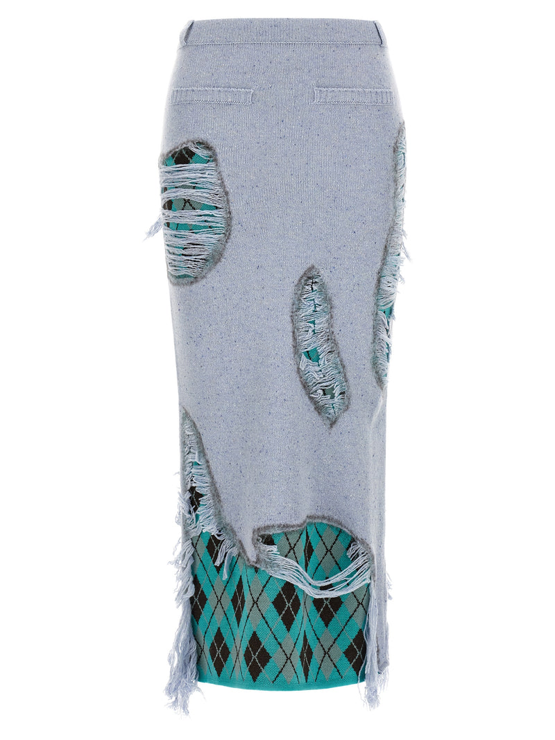 Moschino Blue Wool Midi Skirt