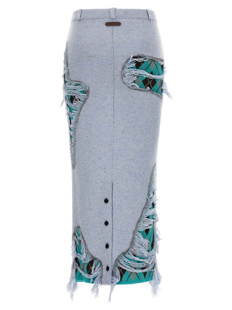 Moschino Blue Wool Midi Skirt