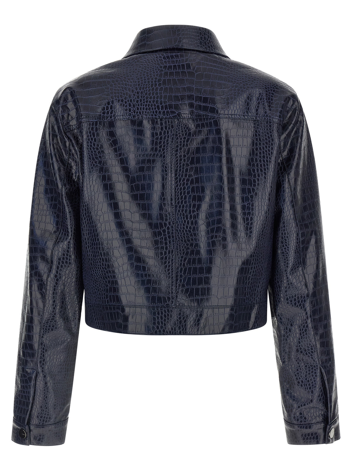 PINKO Blue Viscose Leather Jacket