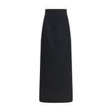 The Row Black Silk Long Skirt