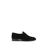 The Row Black Suede Leather Slip-On Loafers