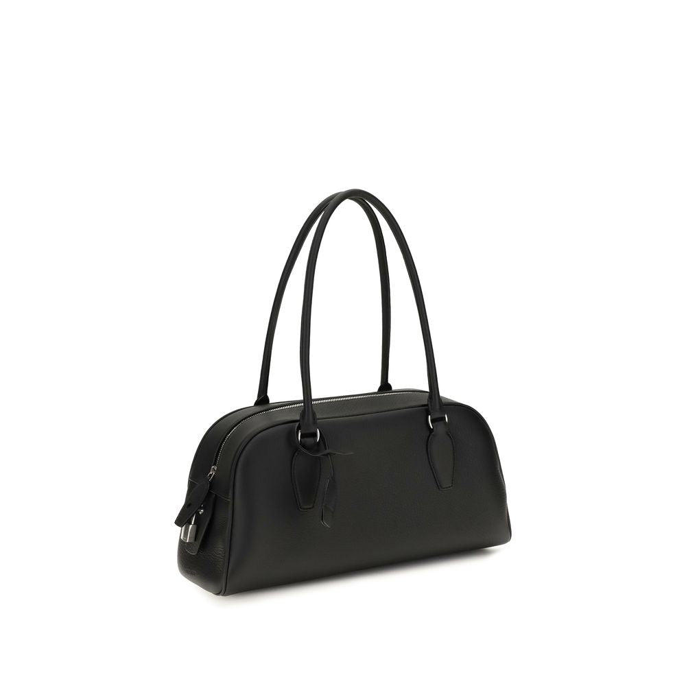 The Row Black Calf Leather Bos Taurus Shoulder Bag