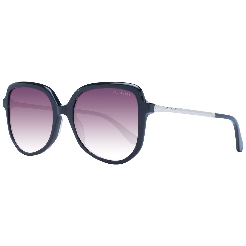 Ted Baker Black Acetate Butterfly Sunglasses with Pink Lenses